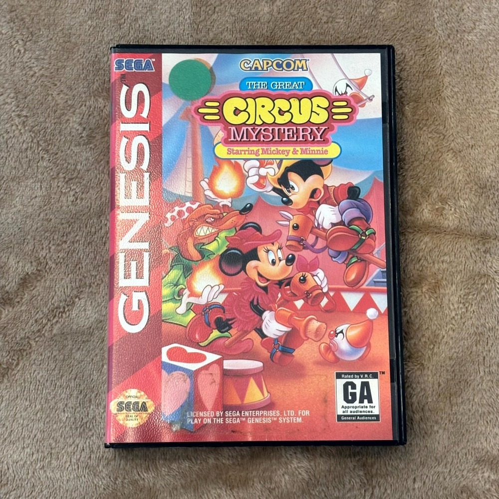 Sega Genesis Great Circus Mystery Mickey Minnie Capcom Game CIB Tested Works